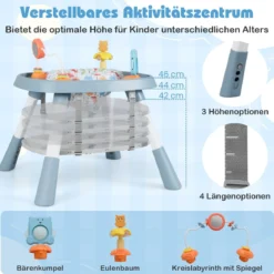 16-in-1 Umwandelbarer Hochstuhl mit Abnehmbarem Tablett & 5-Punkt-Gurt Kindertisch- & Stuhlset Blau