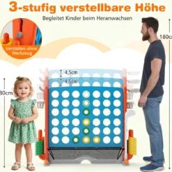 4 in 1 Vier Gewinnt mit Ringwurf & Basketballkorb & Golfspiel & Tragetasche Jumbo 4 Gewinnt Blau