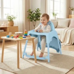 4-in-1 wandelbarer Hochstuhl für Babys Babyhochstuhl mit 2 Höhen Kinderstuhl Blau