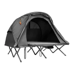 4 in 1 Wanderzelt Set für 2 Personen mit Abdeckung und Matratze 194 x 146 x 160 cm Grau