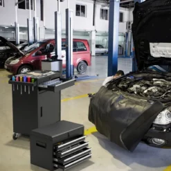 2 in 1 Werkstattwagen mit Koffer & 8 Fächer & Verstellbarem Regal Werkzeugwagen 100 kg Tragkraft