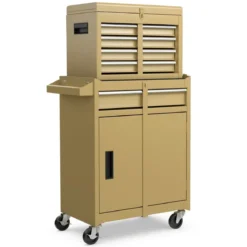 2 in 1 Werkstattwagen mit Koffer & 8 Fächer & Verstellbarem Regal Werkzeugwagen 100 kg Tragkraft