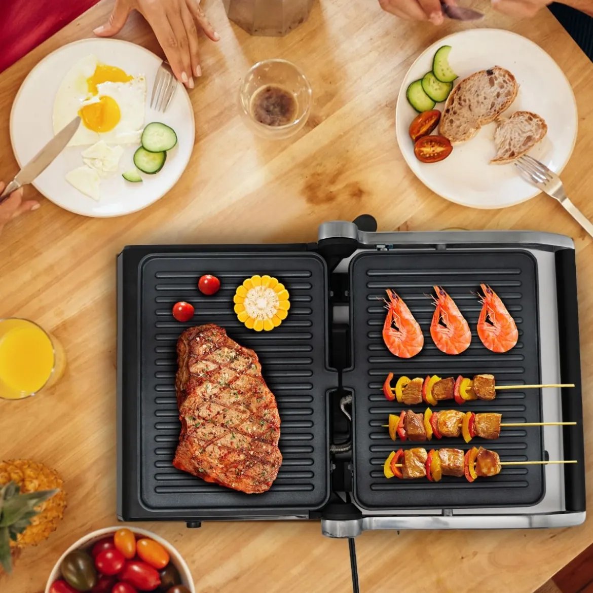 3-in-1 1800W Panini-Pressgrill mit antihaftbeschichteten Platten Elektrogrill