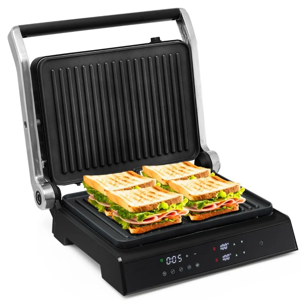 3-in-1 1800W Panini-Pressgrill mit antihaftbeschichteten Platten Elektrogrill