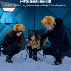 Isoliertes Pop-up-Eisangelzelt mit Gepolsterten Baumwollwänden Fenstern Eisschutzzelt Blau
