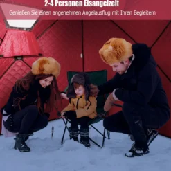 Isoliertes Pop up Eisangelzelt mit Gepolsterten Baumwollwänden Fenstern Eisschutzzelt Rot