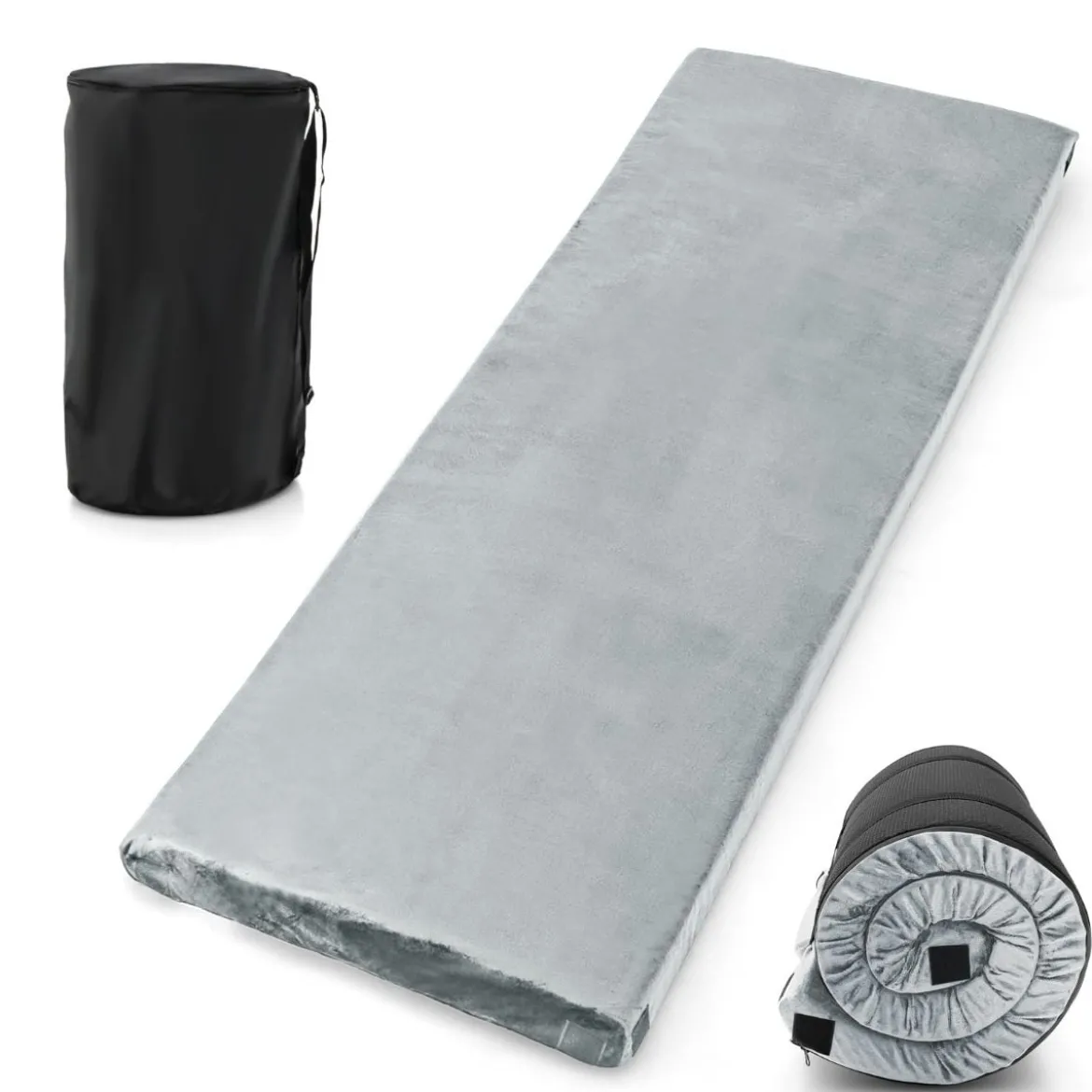 Isomatte Camping Campingmatratze aus Memory-Schaum leichte Schlafmatte mit Flanellbezug 183 x 62,5 x 6,5 cm