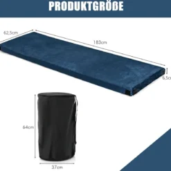 Isomatte Camping Campingmatratze aus Memory-Schaum leichte Schlafmatte mit Flanellbezug 183 x 62,5 x 6,5 cm