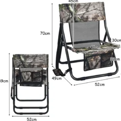Jagdstuhl Campingstuhl Klappstuhl Faltbarer Unauffälliger Truthahn-Jagdstuhl 52x49x70 cm Tarnfarben