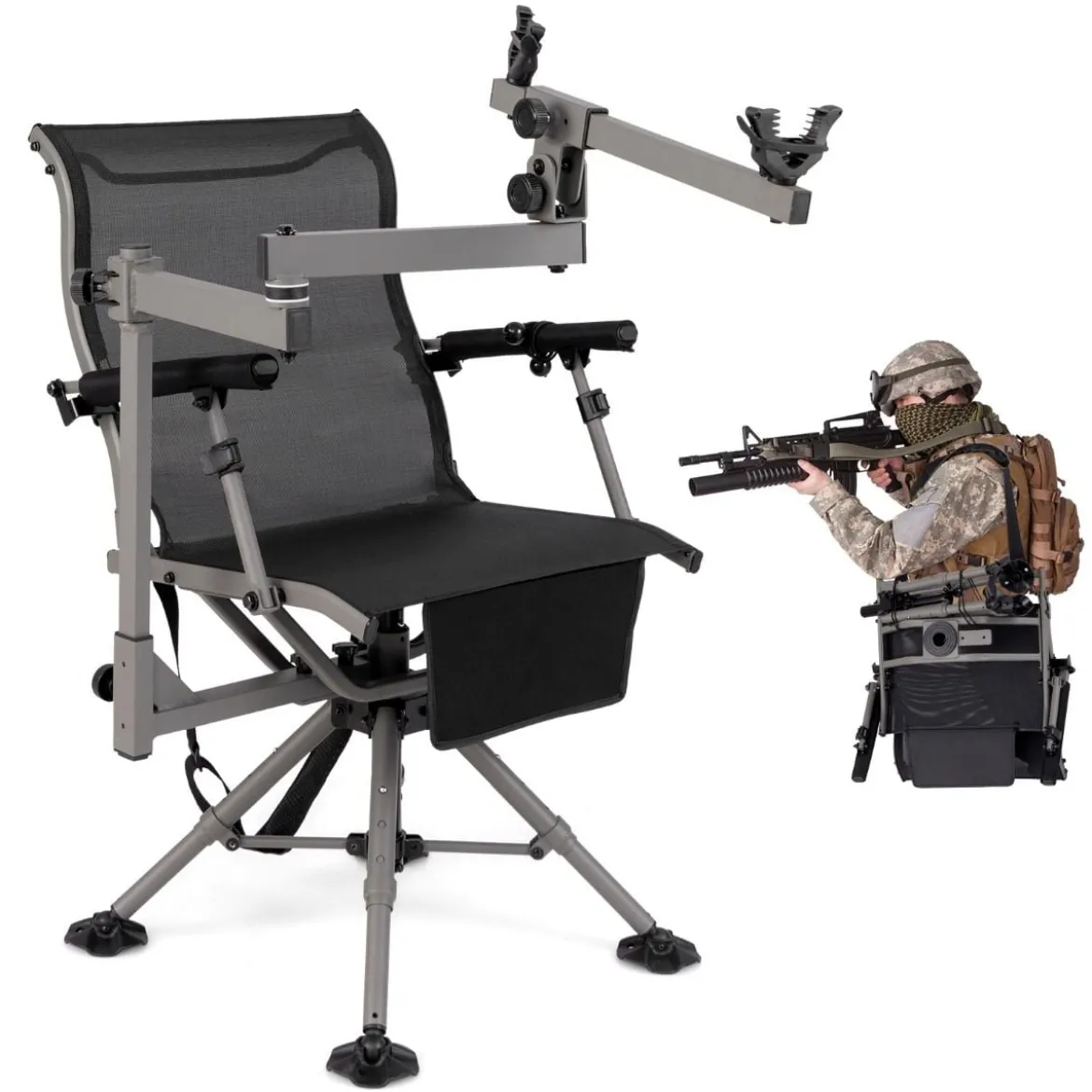 Jagdstuhl 360° drehbarer Schießstuhl mit verstellbaren Beinen 62 x 62 x 102 cm