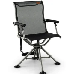 Jagdstuhl 360° drehbar klappbarer Campingstuhl höhenverstellbarer Drehstuhl 60 x 60 x 94/97/100 cm Schwarz