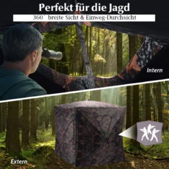 Jagdzelt mit 360°-Weitsicht & Tragetasche Jagdunterstand Bodenzelt für 2 Personen