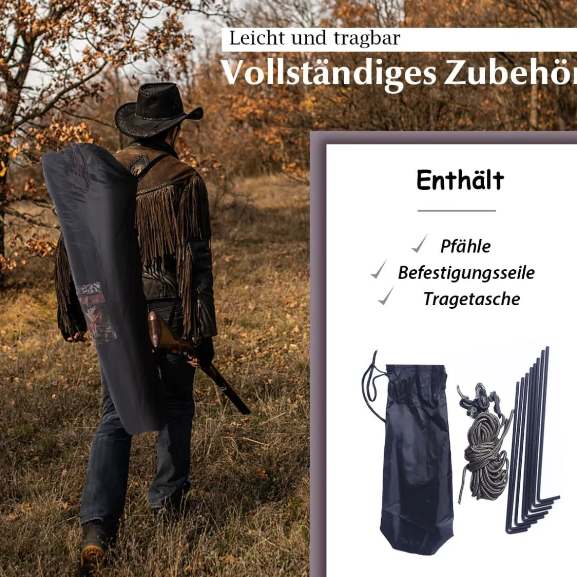 Jagdzelt mit 360°-Weitsicht & Tragetasche Jagdunterstand Bodenzelt für 2 Personen