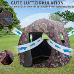 Jagdzelt Pop Up Design mit 360°-Weitsicht & Tragetasche & Spanngurten für 2 Personen