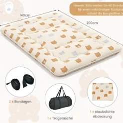 Japanische Futon Matratze Tatami-Matte Bodenmatratze Braunbär 140 x 200 cm