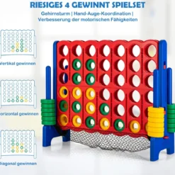 Jumbo 4-Gewinnt-Set 119 cm großes Vier-Gewinnt Spiel für Kinder Blau