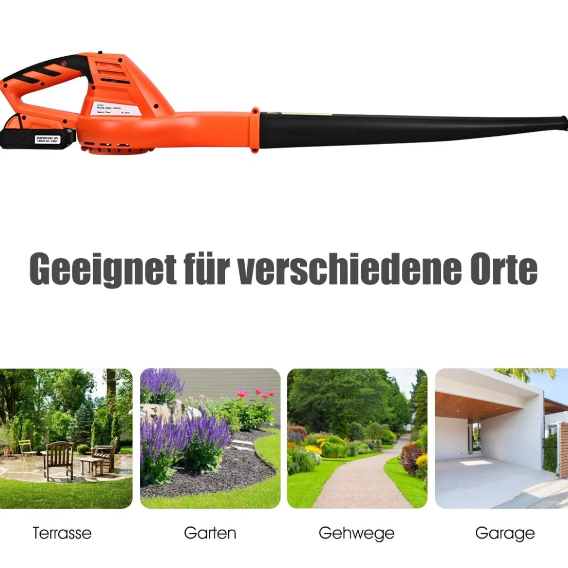 Kabelloser Laubbläser Kehrmaschine mit Akku leichtgewichtiges Elektrogebläse 20V 200 km/h