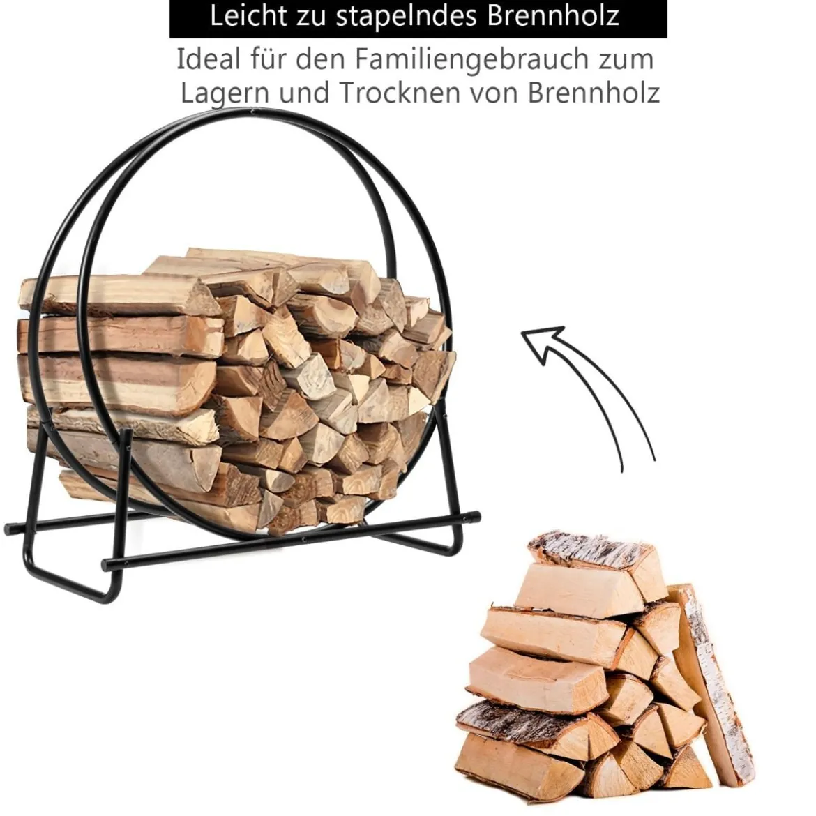 Kaminholzregal Kaminholz-Aufbewahrungsregal Metall 76,5 x 36 x 82 cm Schwarz