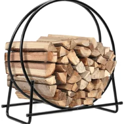 Kaminholzregal Kaminholz-Aufbewahrungsregal Metall 76,5 x 36 x 82 cm Schwarz