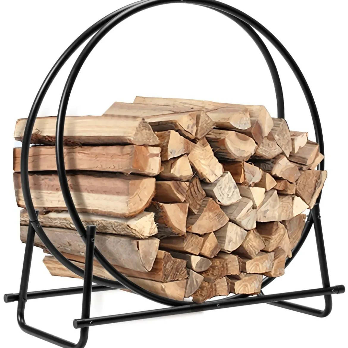 Kaminholzregal Kaminholz-Aufbewahrungsregal Metall 76,5 x 36 x 82 cm Schwarz