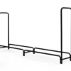 Kaminholzregal Kaminholzständer aus Metall mit Griffe & Sockel 250 x 36 x 122,5 cm Schwarz