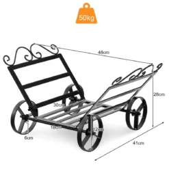 Kaminholzregal Metall Brennholzregal mit 4 Räder Feuerholzregal Holzscheitregal 48 x 41 x 28 cm Schwarz