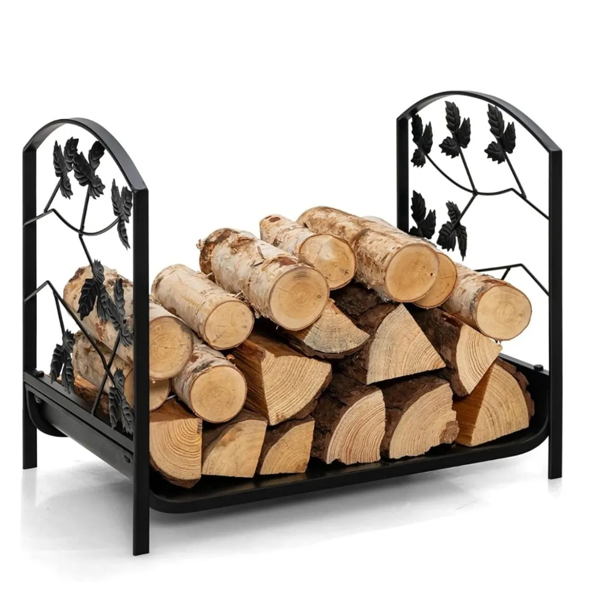 Kaminholzregal Metall Schwerlast-Brennholzregal Feuerholzregal 48 x 34 x 41 cm Schwarz