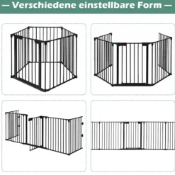 Kaminschutzgitter Metall 5 in 1 Absperrgitter Schutzgitter 58 x 74 cm Schwarz
