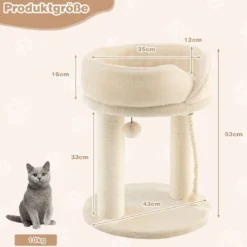 Katzenbaum Katzenkratzbaum mit Weicher Sitzfläche Sisalturm für Katzen Beige