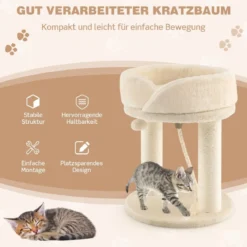 Katzenbaum Katzenkratzbaum mit Weicher Sitzfläche Sisalturm für Katzen Beige