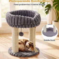 Katzenbaum Plüsch Kratzbaum mit Liegeplattform & Sisalstämmen Kletterturm 40 x 40 x 50,5 cm