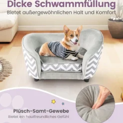 Katzenbett mit Weichem Gepolstertem Kissen & Waschbarem Bezug Hundesofa Katzensofa Grau