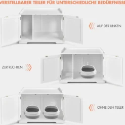 Katzenhaus Katzenhöhle mit Bett Geschlossene Katzentoilette mit Eingang Weiß
