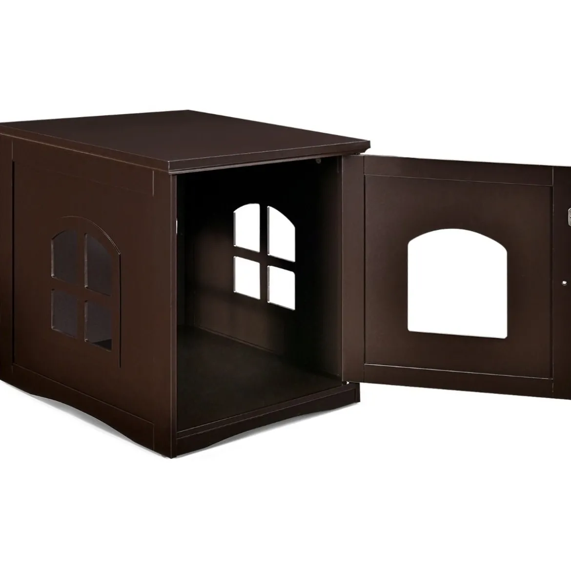 Katzenhaus Katzenklo mit magnetischer Tür Kleintierhaus Katzentoilette Holz 49 x 53 x 53 cm Braun