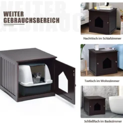 Katzenhaus Kleintierhaus Holz Katzenschrank Haustier Haus Braun 51 x 49 x 47cm