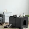 Katzenhaus mit Bett Innenkatzenhaus geschlossene Katzentoilette mit Eingang Schwarz