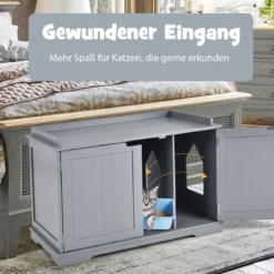 Katzenhaus mit Bett Innenkatzenhaus geschlossene Katzentoilette mit Eingang Grau