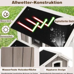 Katzenhaus Outdoor 2-stöckige Katzenhütte Katzenvilla mit Asphaltdach Grau 100 x 64 x 82,5 cm