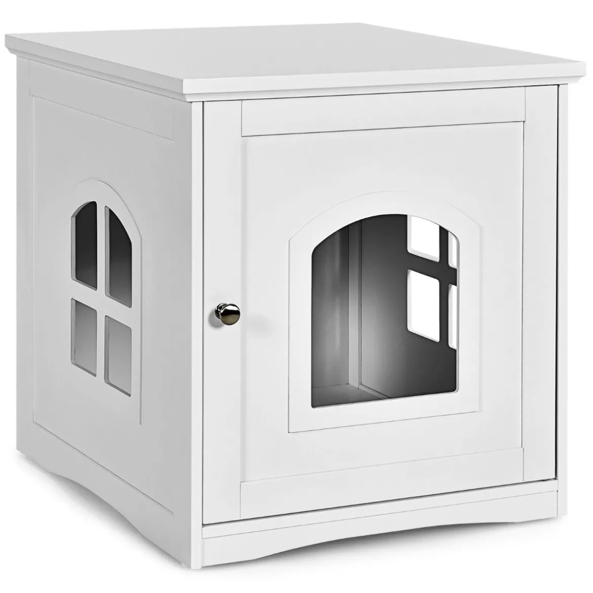 Katzenklo-Gehäuse dekoratives Katzenhaus mit magnetischer Tür 49 x 53 x 53 cm Weiß