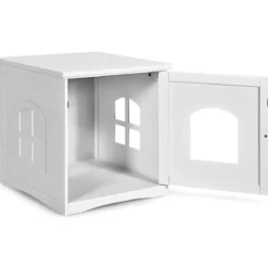 Katzenklo-Gehäuse dekoratives Katzenhaus mit magnetischer Tür 49 x 53 x 53 cm Weiß