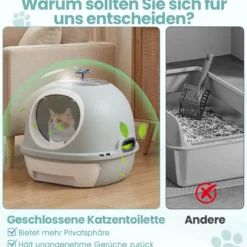 Katzenklo mit Deckel & Ausziehbarem Tablett & Schaufel & Frontöffnung Katzentoilette Blau