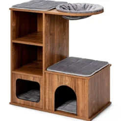 Katzenmöbel mit Höhle Matten Katzen Spielhaus Holz Katzenbaum Katzenhaus Kletterbaum 69x39x 80,5 cm