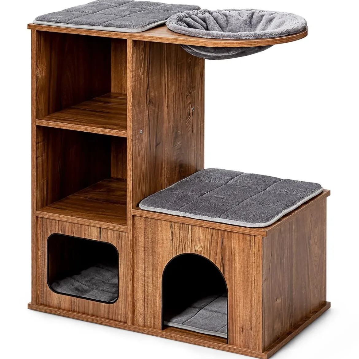 Katzenmöbel mit Höhle Matten Katzen Spielhaus Holz Katzenbaum Katzenhaus Kletterbaum 69x39x 80,5 cm