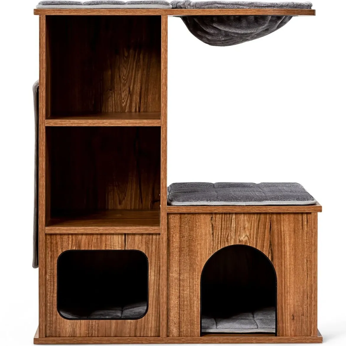Katzenmöbel mit Höhle Matten Katzen Spielhaus Holz Katzenbaum Katzenhaus Kletterbaum 69x39x 80,5 cm