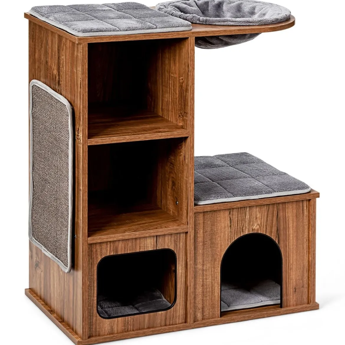 Katzenmöbel mit Höhle Matten Katzen Spielhaus Holz Katzenbaum Katzenhaus Kletterbaum 69x39x 80,5 cm