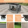 Katzenrennkäfig Große Faltbare Katzenbox Transportbox mit Schultergurt Rädern 82,5 x 59 x 67 cm Grau