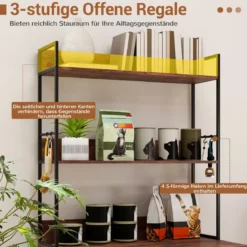 Katzenschrank für Katzentoilette mit Bücherregal Katzenklo Schrank Katzenhaus mit Eingang Braun