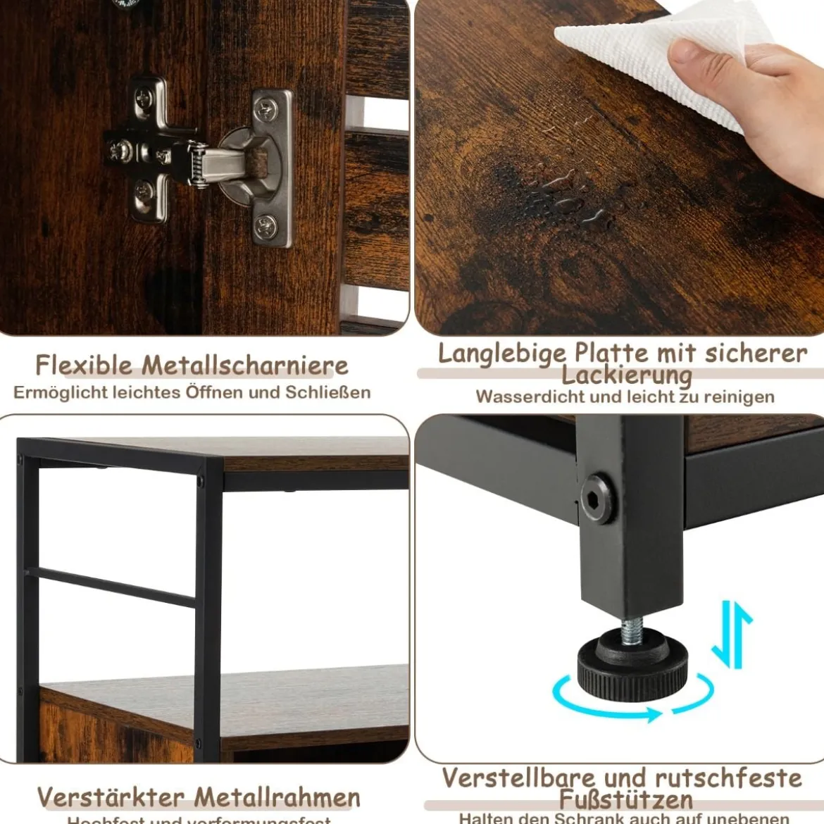 Katzenschrank Katzentoilette mit Lamellentür & Eingang Katzenhaus mit Regal & Haken Braun