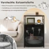 Katzenschrank Katzentoilette mit Lamellentür & Eingang Katzenhaus mit Regal & Haken Schwarz