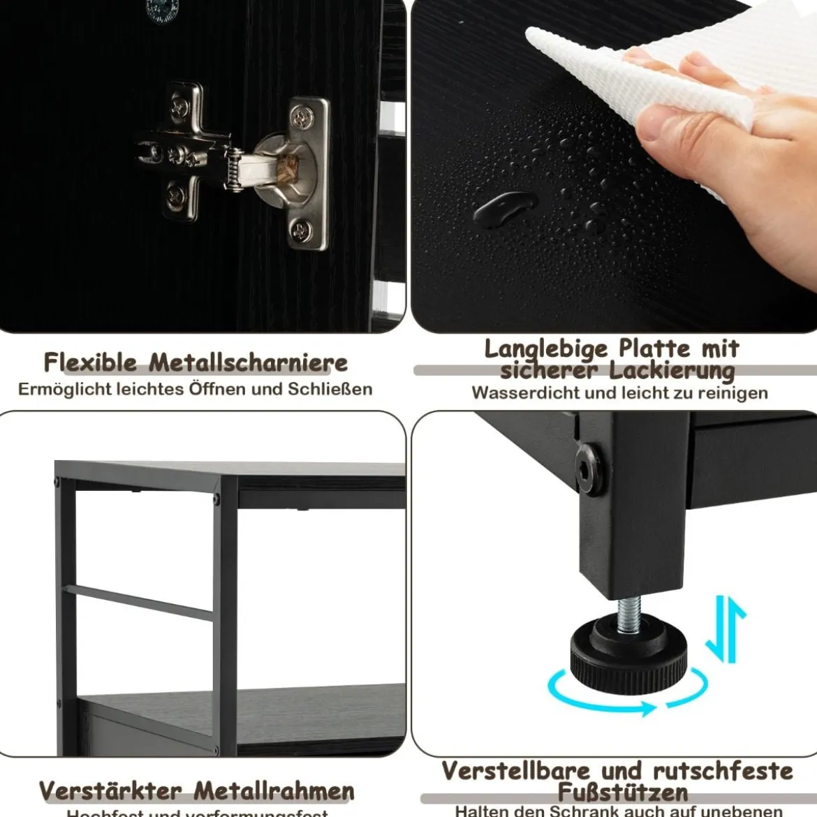 Katzenschrank Katzentoilette mit Lamellentür & Eingang Katzenhaus mit Regal & Haken Schwarz